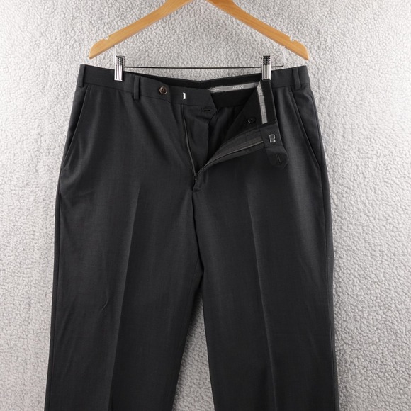 Giorgio Armani Collezioni Charcoal Grey Wool Blend Pleated Designer Pants Men 38